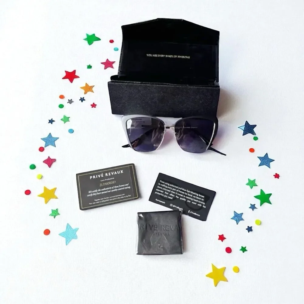 Prive Revaux Brunch Date Women's Sunglasses in Caviar Black & Gold New In Case